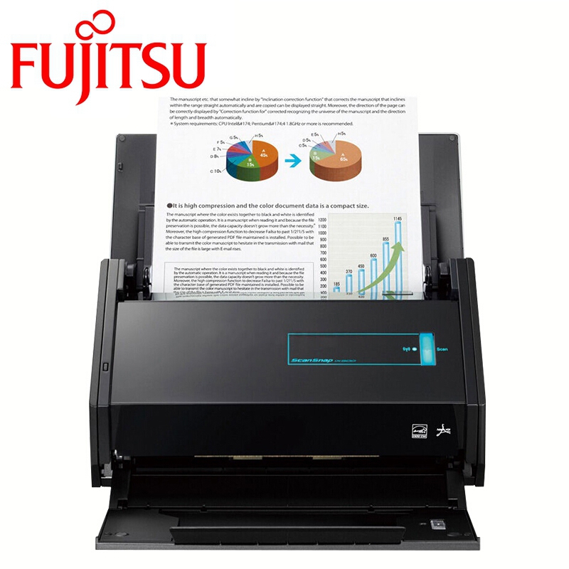 富士通（Fujitsu）ix500扫描仪A4高速高清彩色双面自动馈纸W