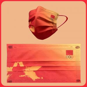 2021东京奥运会中国队同款口罩 三层 中国红印花五星红旗 1.8元/个 50个起订